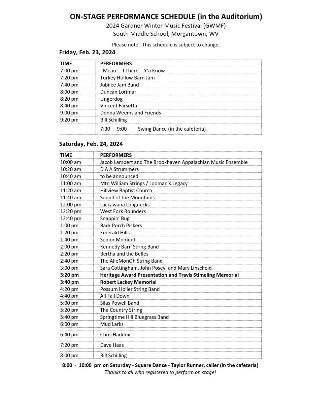 2024 GWMF On Stage Schedule