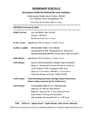 2024 GWMF Workshop Schedule