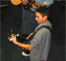 A young banjo player