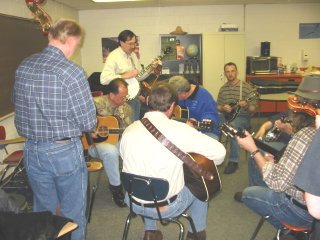 Bluegrass jamming in a classroom