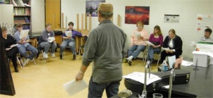 Shape note singing workshop conducted by Bob Cain