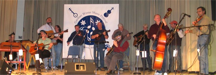 Many musicians playing songs as a tribute to Worley Gardner